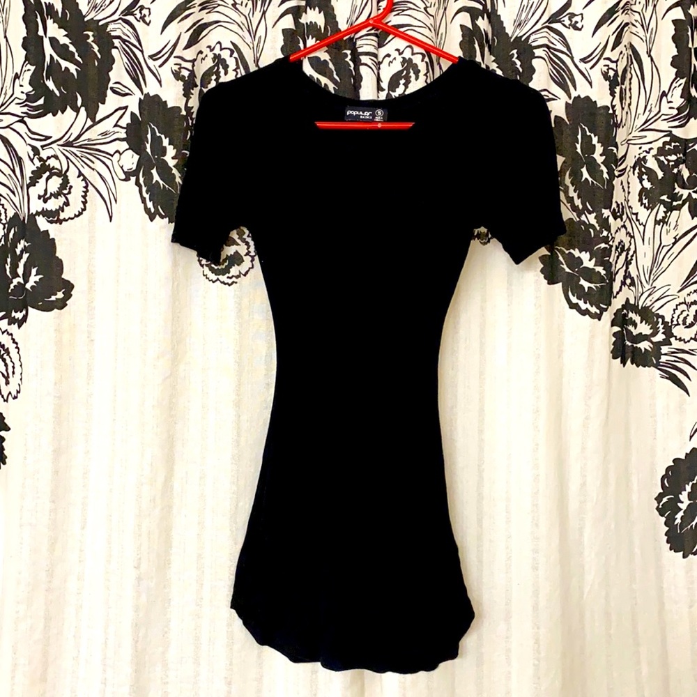 Popular Basics little black sweater dress comfortable and stretchy short sleeves